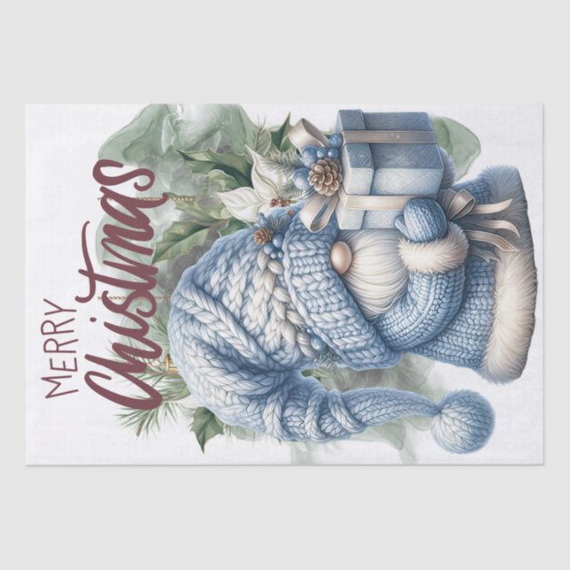 Pastel Knitted Christmas Gnome Seidenpapier (Vorderseite)