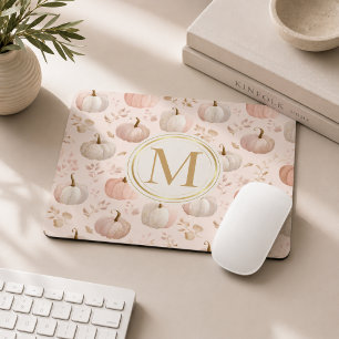 Pastel-Kürbis-Monogramm – Personalisierter Anfangs Mousepad