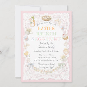 Pastel-Lace-Oster-Brunch- & Ostereiersuche-Einladu Einladung