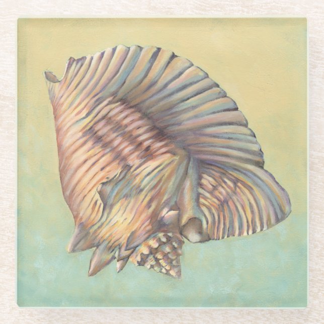 Pastel Large Conch Muschel Glasuntersetzer (Vorderseite)