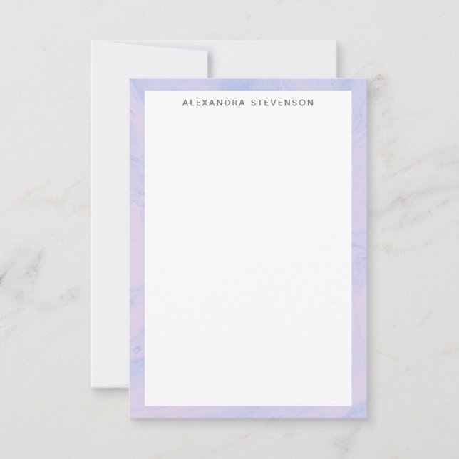 Pastel Lavender Abstrakt Liquid Ink Personalisiert Mitteilungskarte (Vorderseite)