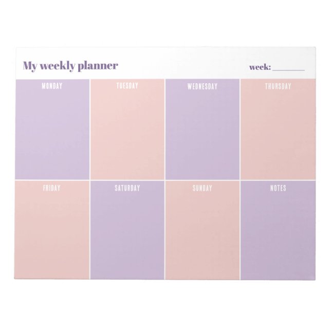 Pastel Lavender and Peach Custom Weekly Planner Notizblock (Vorderseite)