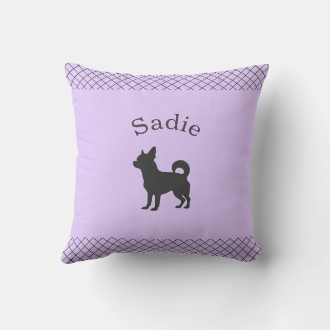 Pastel Lavender Chihuahua | Personalized Matching Kissen (Rückseite)