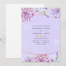 Pastel Lavender und Gold Floral Geometric Wedding Einladung