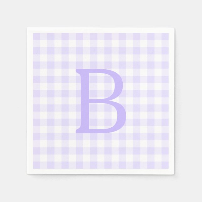 Pastel Lavender und White Gingham Monogram Serviette (Vorderseite)
