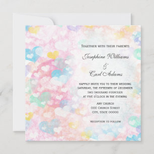 Pastel Layered Hearts Wedding Invites Einladung