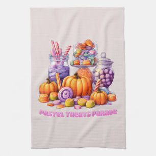 Pastel Leckereien Parade - Niedlich Candy & Pumpki Geschirrtuch
