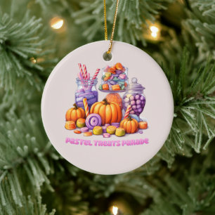Pastel Leckereien Parade - Niedlich Candy & Pumpki Keramik Ornament