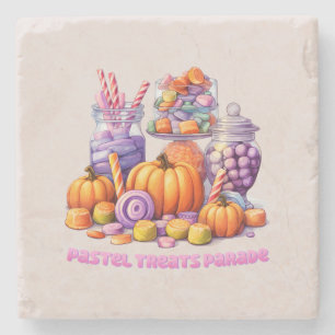 Pastel Leckereien Parade - Niedlich Candy & Pumpki Steinuntersetzer