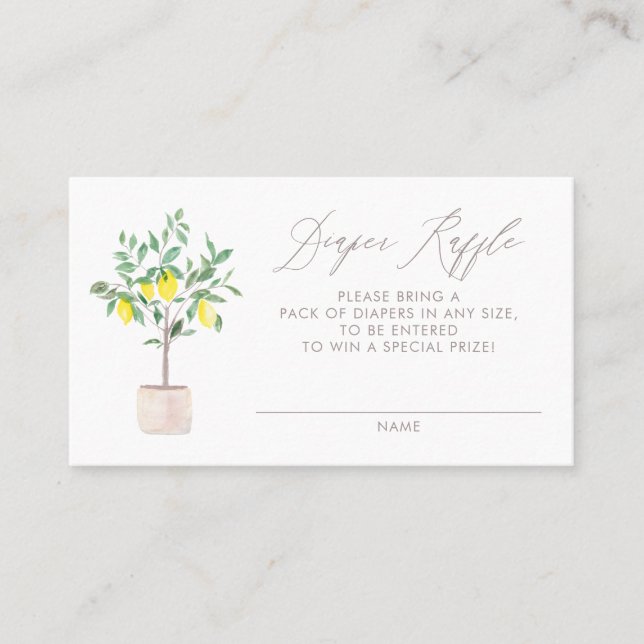 Pastel Lemon Tree Babydusche Windelwascherkarte Platzkarte (Vorderseite)