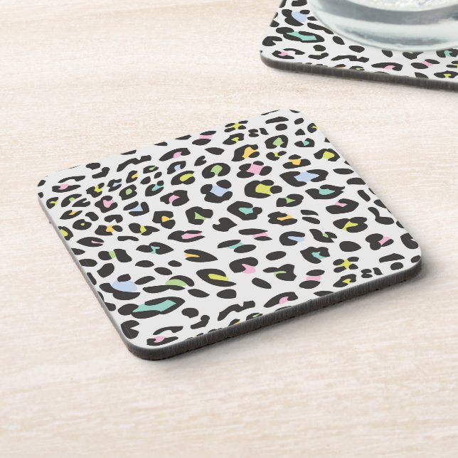 Pastel Leopard Spot Pattern Getränkeuntersetzer (Linke Seite)