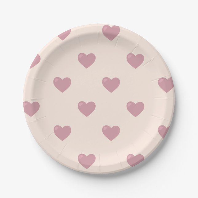 Pastel Liebe Hearts Pappteller (Vorderseite)