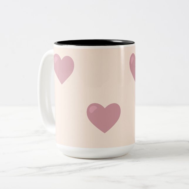 Pastel Liebe Hearts Zweifarbige Tasse (Vorderseite Links)