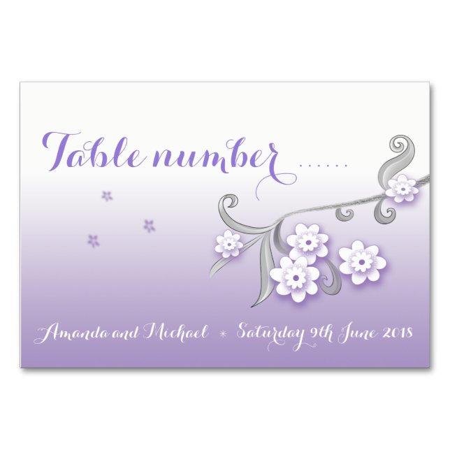 Pastel Liebesvögel Hochzeitskarte Tischnummer (Vorderseite)