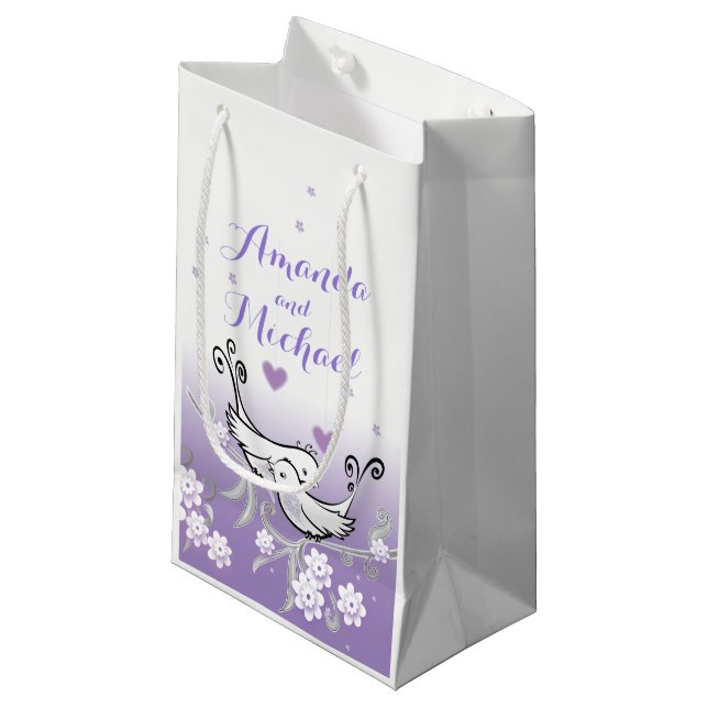 Pastel liebt Vögel Hochzeitsgeschenk Kleine Geschenktüte (Vorderseite Schrägansicht)