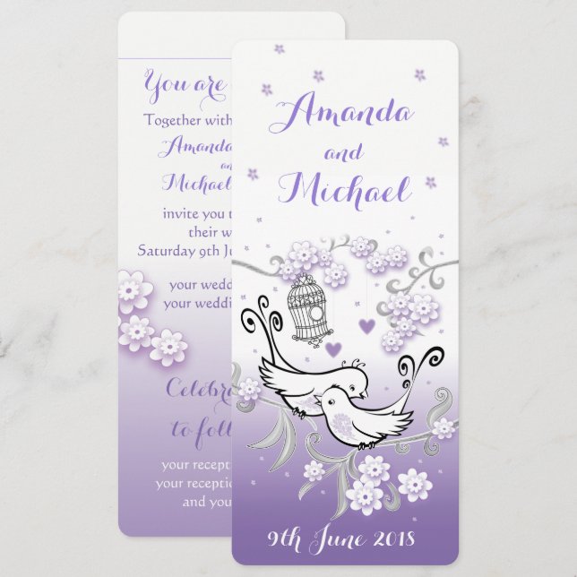 Pastel liebt Vögel personalisierte Hochzeit einlad Einladung (Vorne/Hinten)