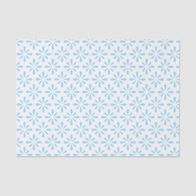 Pastel Light Blue Floral Elegante Hochzeit Seidenpapier (Vorderseite)