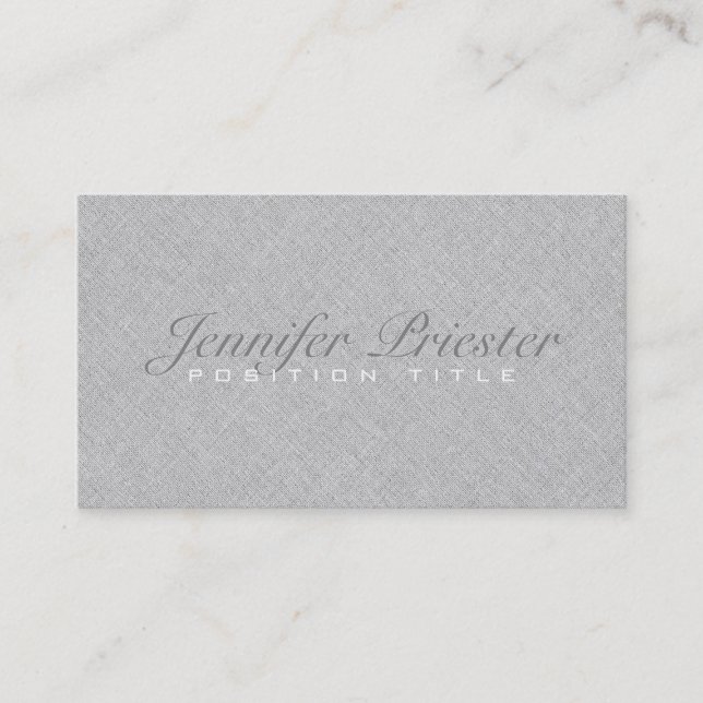 Pastel Light Gray Burlap Linnen Textur Visitenkarte (Vorderseite)