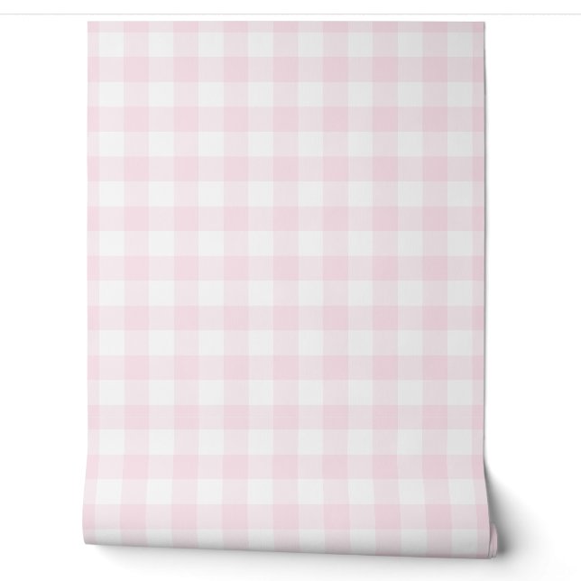Pastel Light Pink Check Green Buffalo Plaid Tapete (Abrollen)