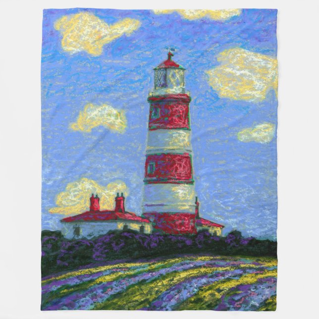 Pastel Lighthouse und Lavenderfelder Fleecedecke (Vorderseite)
