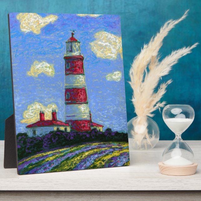 Pastel Lighthouse und Lavenderfelder Fotoplatte (Seite)