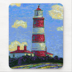 Pastel Lighthouse und Lavenderfelder Mousepad