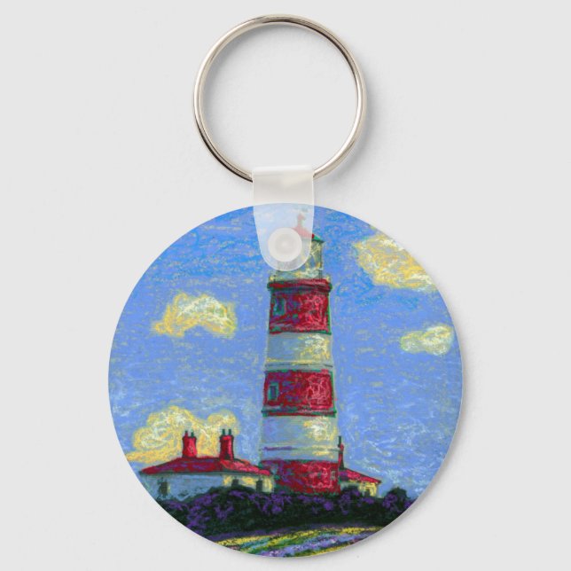 Pastel Lighthouse und Lavenderfelder Schlüsselanhänger (Vorderseite)