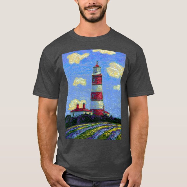 Pastel Lighthouse und Lavenderfelder T-Shirt (Vorderseite)