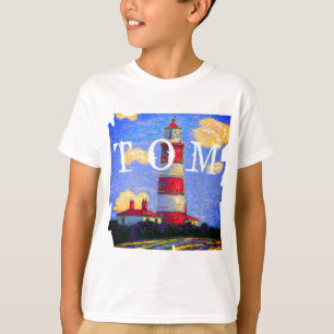 Pastel Lighthouse und Name T-Shirt