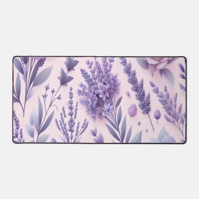 Pastel Lila ästhetische Lavender Blume Schreibtischunterlage (Vorderseite)