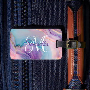 Pastel Lila Blue Pink Agate Gepäckanhänger