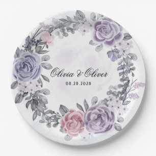 Pastel Lila Blue Pink Blumenzeremonie Pappteller
