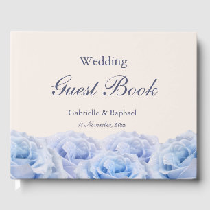 Pastel Lila Blue Rose Champagne Elegante Hochzeit Gästebuch