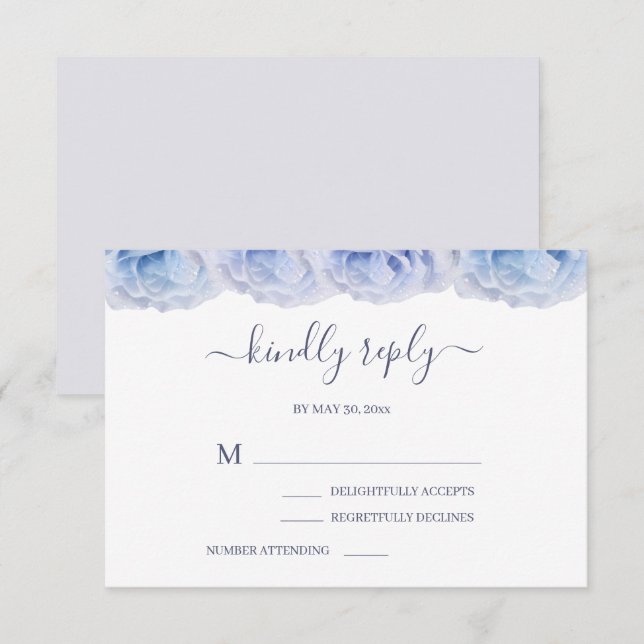 Pastel Lila Blue Rose Elegante Wedding UAWG Einladung (Vorne/Hinten)