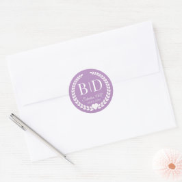 Pastel Lila Bridge and Groom Monogram Wedding Runder Aufkleber
