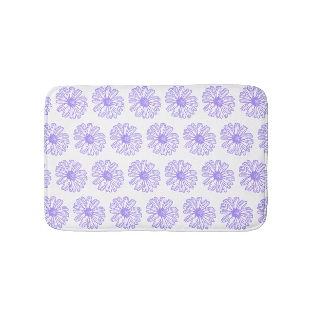 Pastel Lila Daisy Blume Print, Hippie Floral Badematte (Vorderseite)