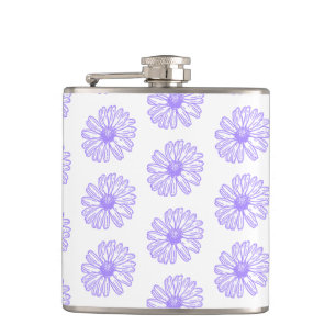 Pastel Lila Daisy Blume Print, Hippie Floral Flachmann