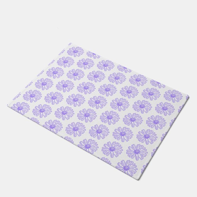Pastel Lila Daisy Blume Print, Hippie Floral Fußmatte (Schrägansicht)
