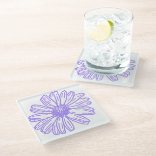 Pastel Lila Daisy Blume Print, Hippie Floral Glasuntersetzer
