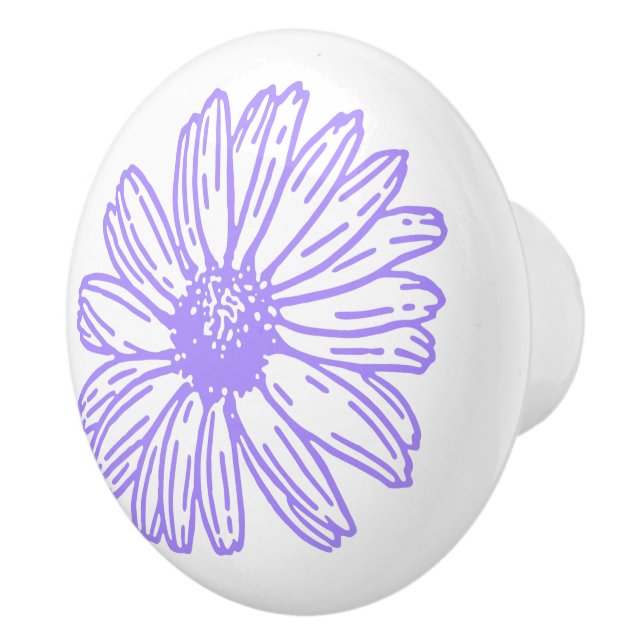 Pastel Lila Daisy Blume Print, Hippie Floral Keramikknauf (Rechts)