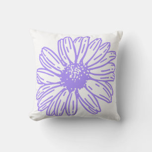 Pastel Lila Daisy Blume Print, Hippie Floral Kissen