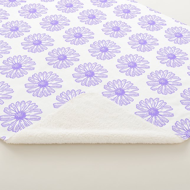 Pastel Lila Daisy Blume Print, Hippie Floral Sherpadecke (3/4)