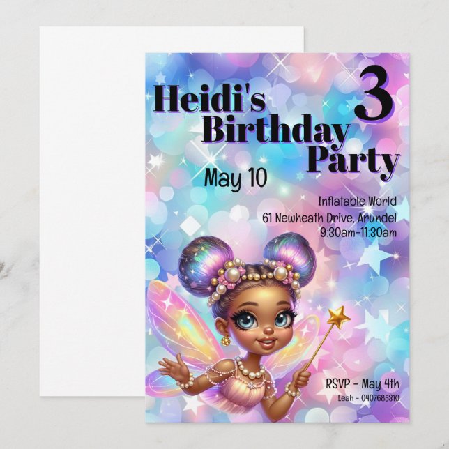 Pastel Lila Fairy Magical Birthday Einladung (Vorne/Hinten)