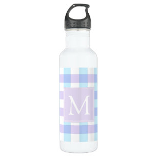 Pastel Lila Gingham Monogram Edelstahlflasche