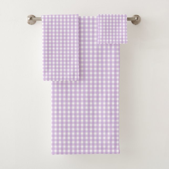 Pastel Lila Gingham Pattern Badhandtuch Set (Insitu)