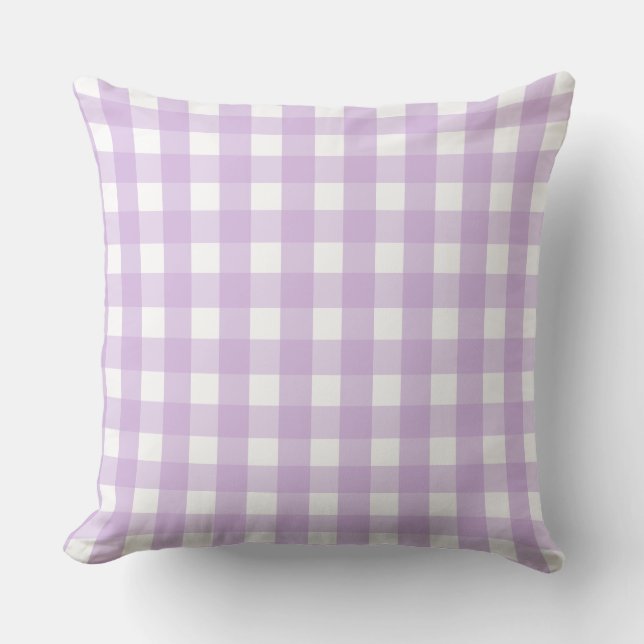 Pastel Lila Gingham Pattern Kissen (Vorderseite)