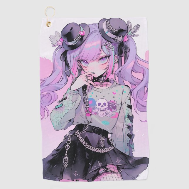 Pastel Lila Gothic Lolita Golfhandtuch (Vorderseite)