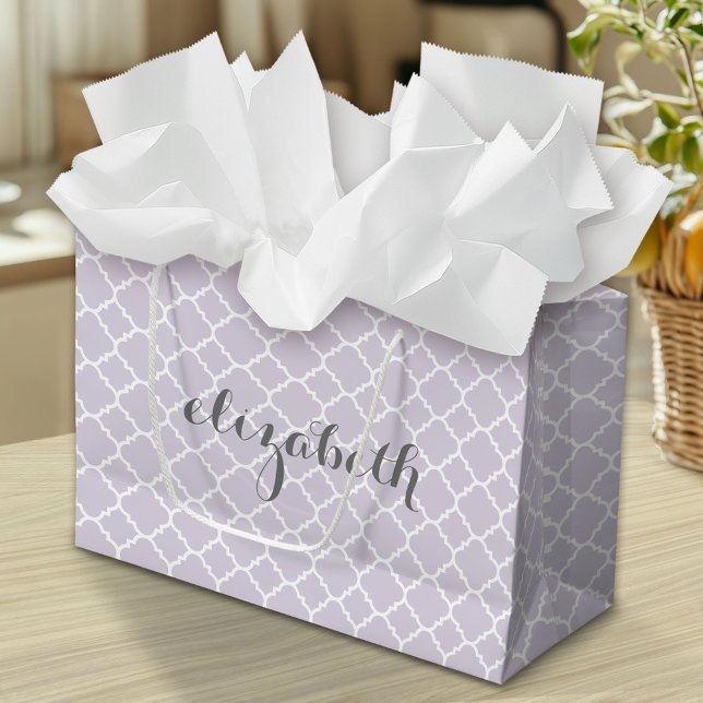 Pastel Lila Graue Quarzfolie Muster Individuelle N Große Geschenktüte (Custom Gift Bag)