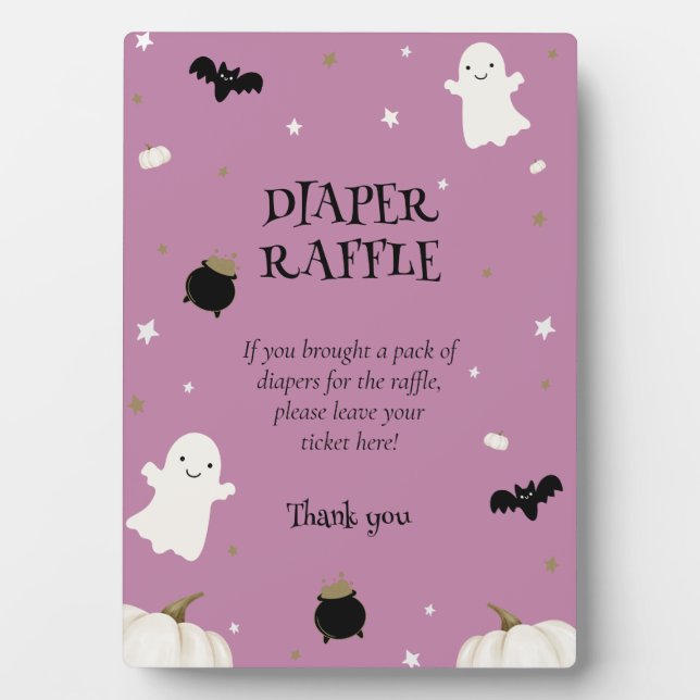 Pastel Lila Halloween-Kinderduschmaschine Windelwa Fotoplatte (Vorderseite)