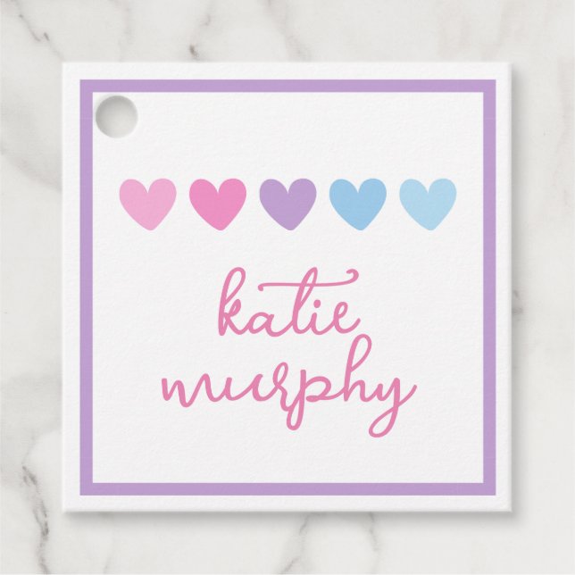 Pastel Lila Heart Girls - Geschenk-Tag Geschenkanhänger (Vorderseite)